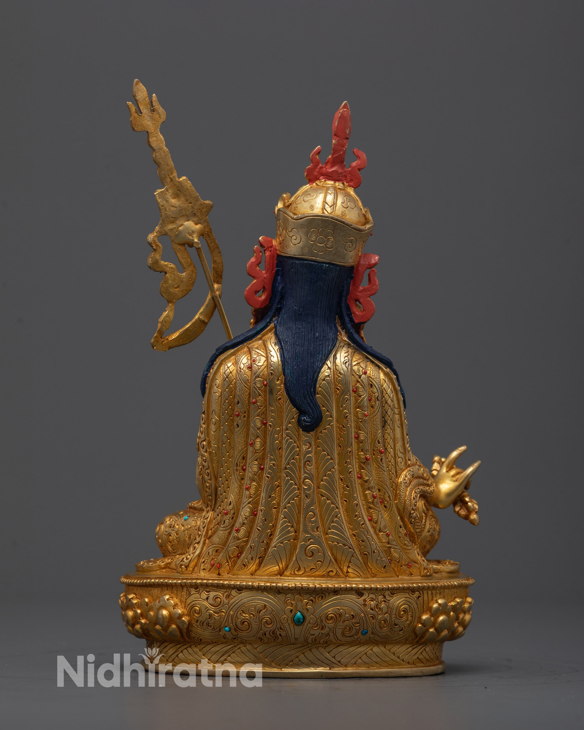 Back view of the Guru Rinpoche Statue highlighting intricate detailing