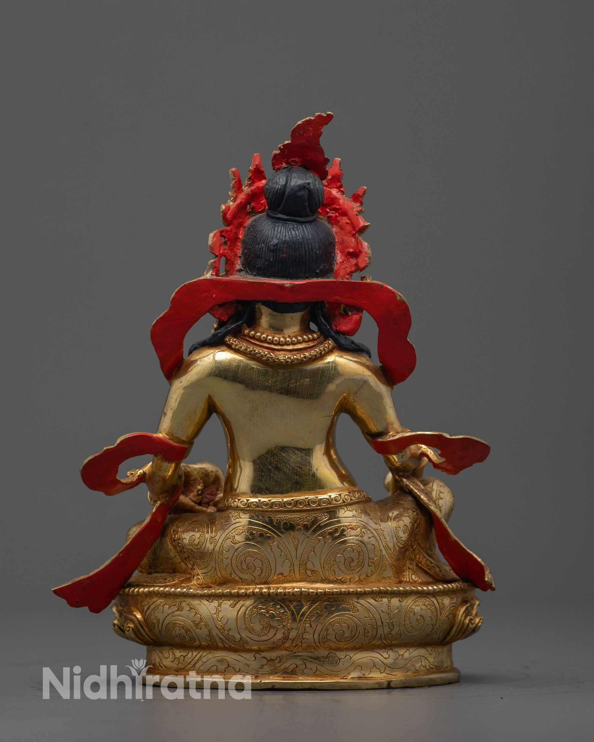 Back view of the Tibetan Dzambhala Statue, showcasing the fine craftsmanship