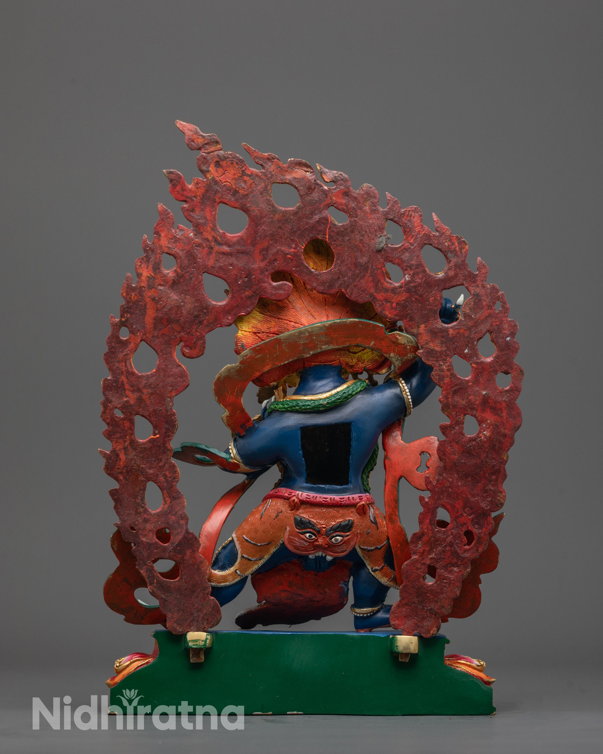 Back view of the Vajrapani Statue highlighting the intricate robe patterns
