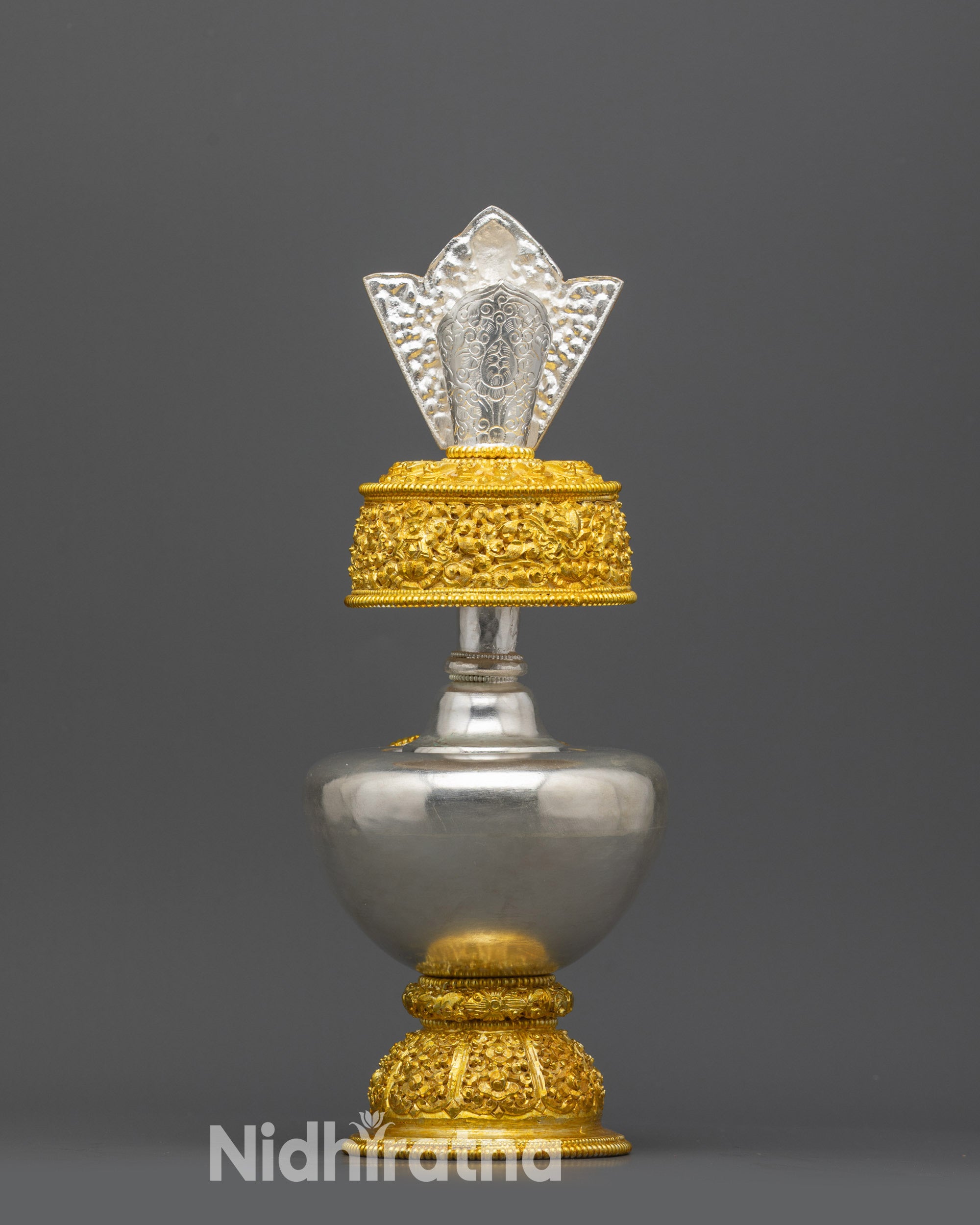 Back view ornamented lid with sacred mantras on Himalayan Bhumba