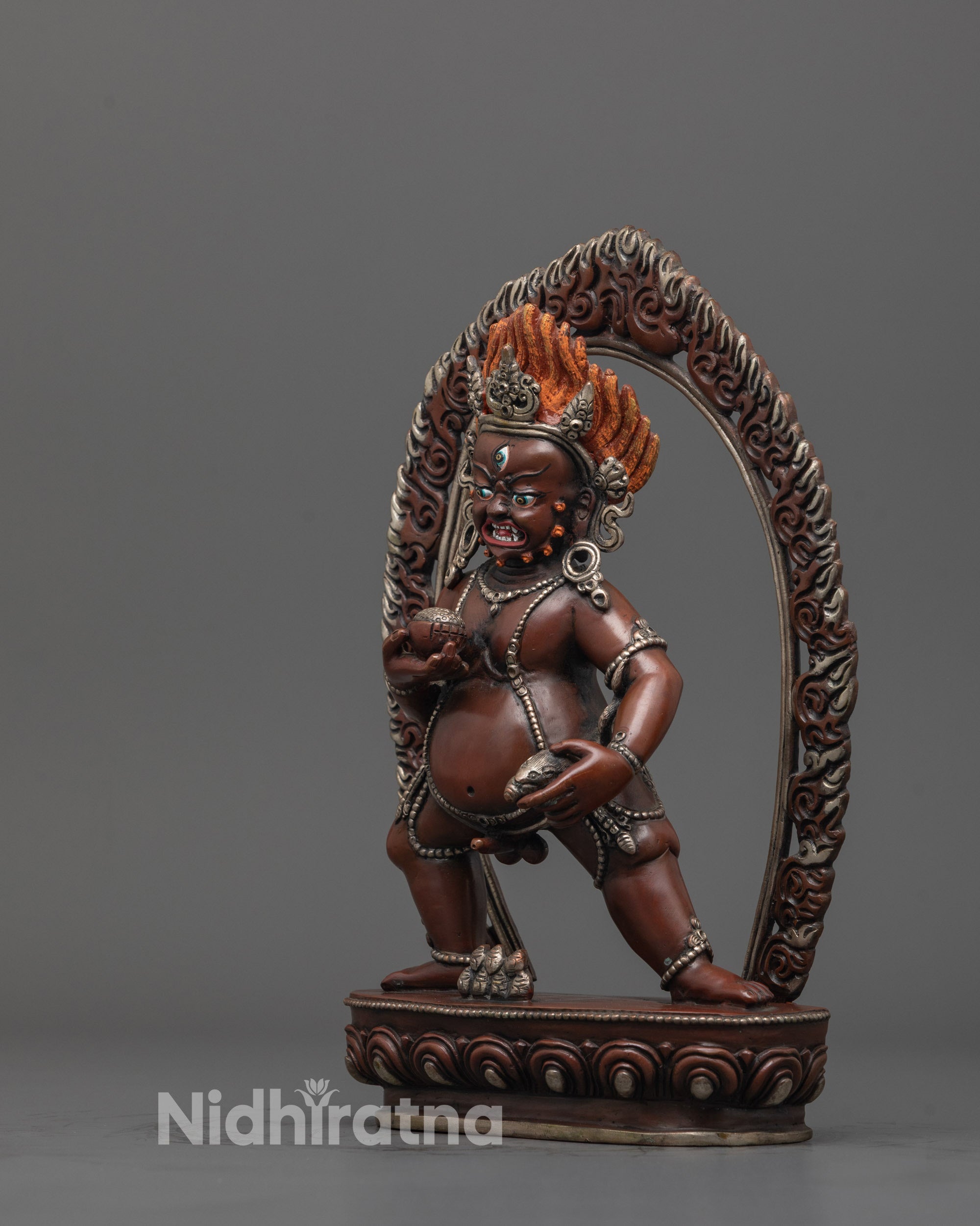 Oxidized Black Dzambhala Statue | Buddhist God of Fortune