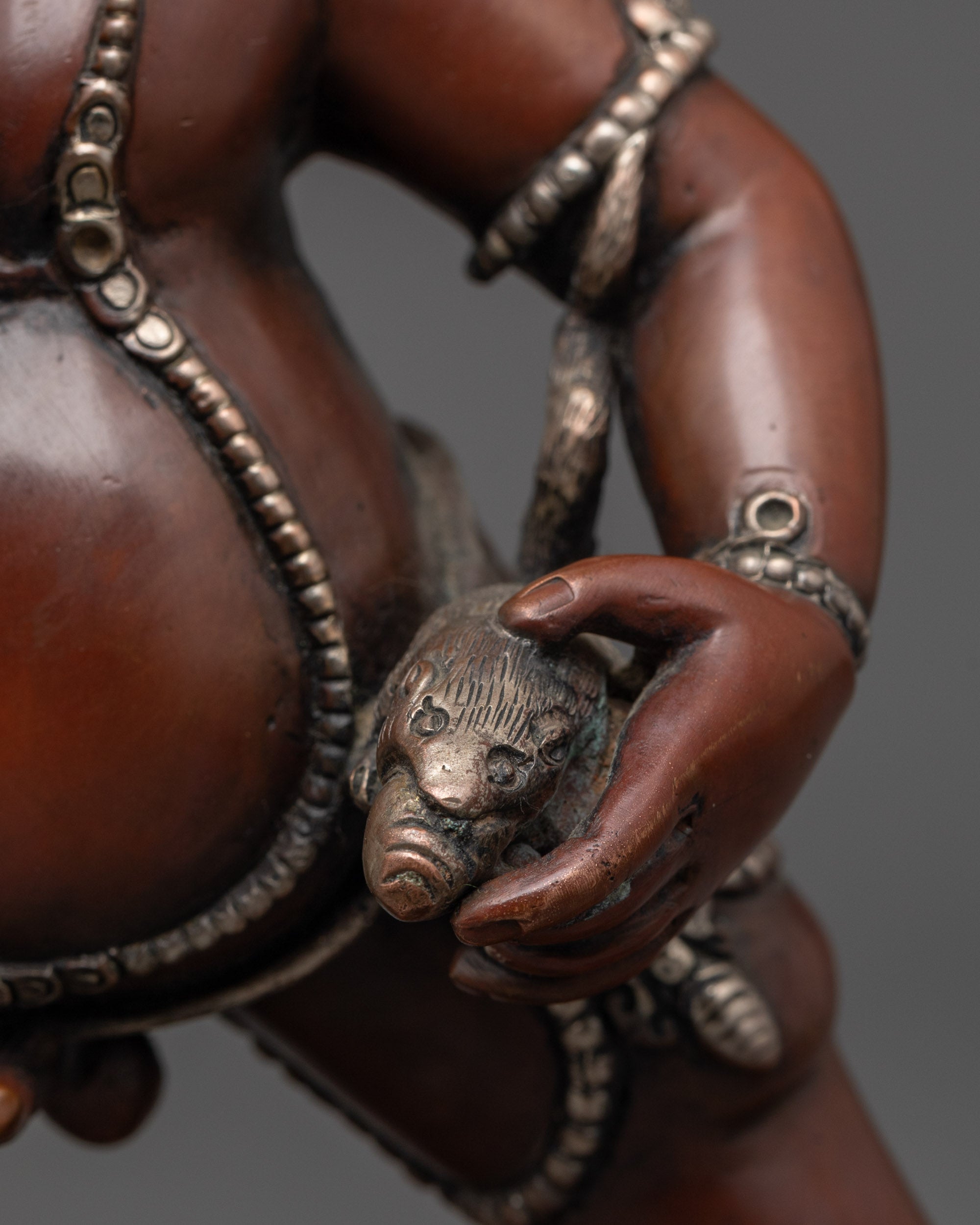 Oxidized Black Dzambhala Statue | Buddhist God of Fortune