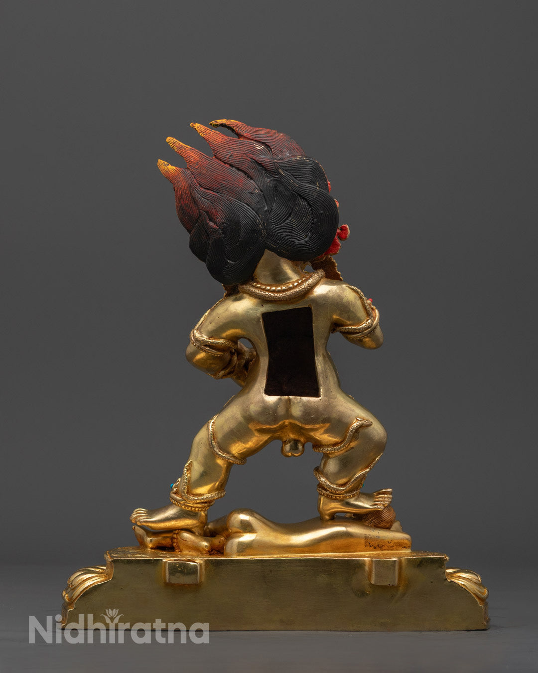 Hand-Carved Black Dzambhala Statue for Wealth & Good Fortune