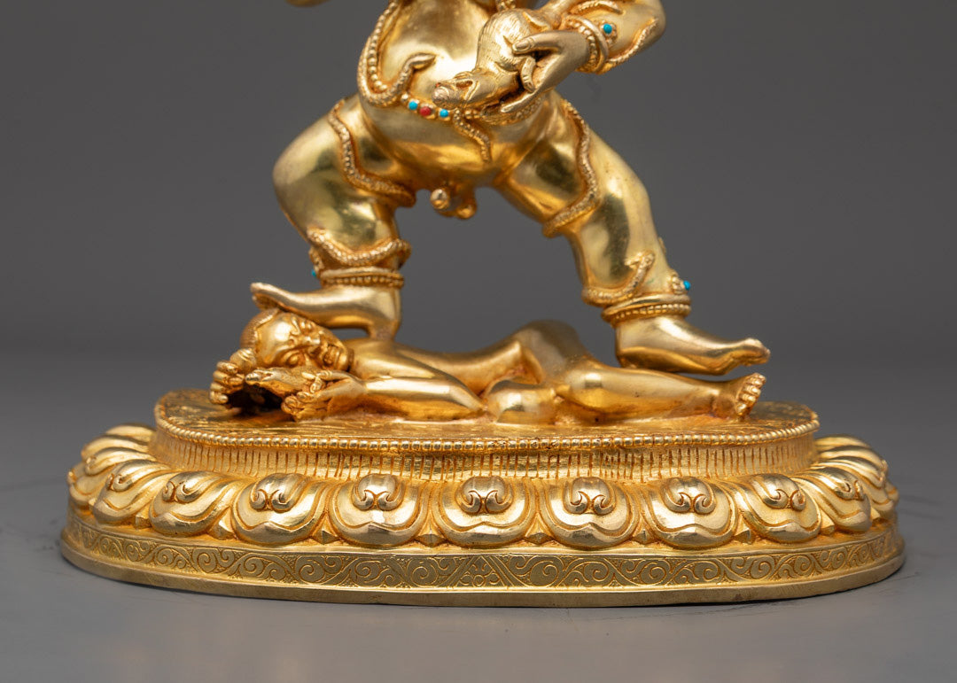 Hand-Carved Black Dzambhala Statue for Wealth & Good Fortune