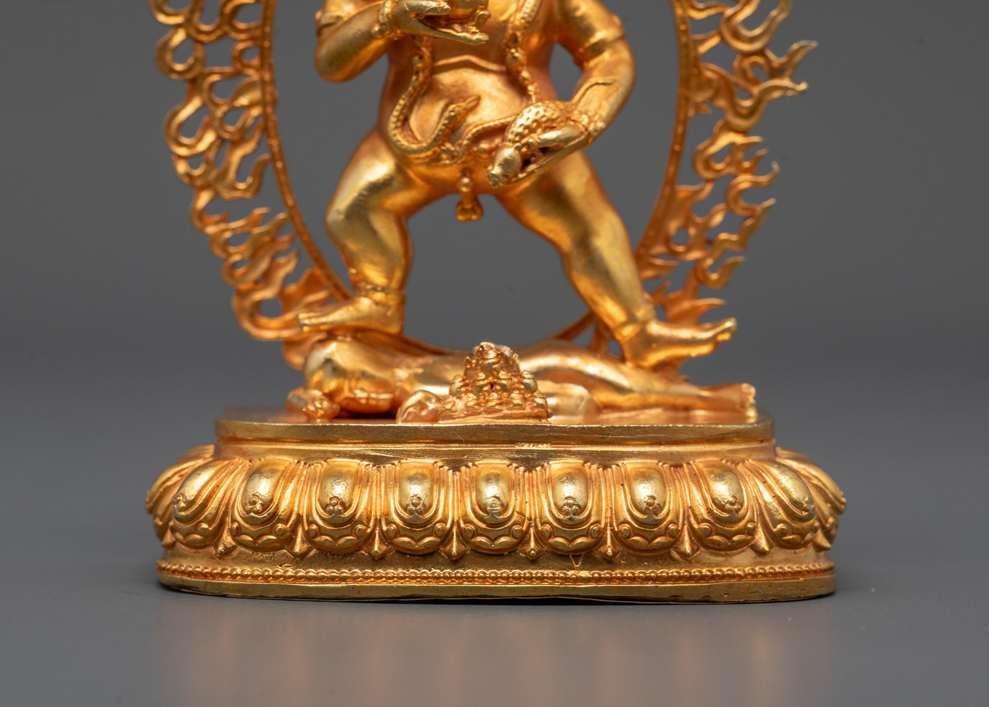 Machine-Made Black Dzambhala Statue | 24k Gold Gilded Copper