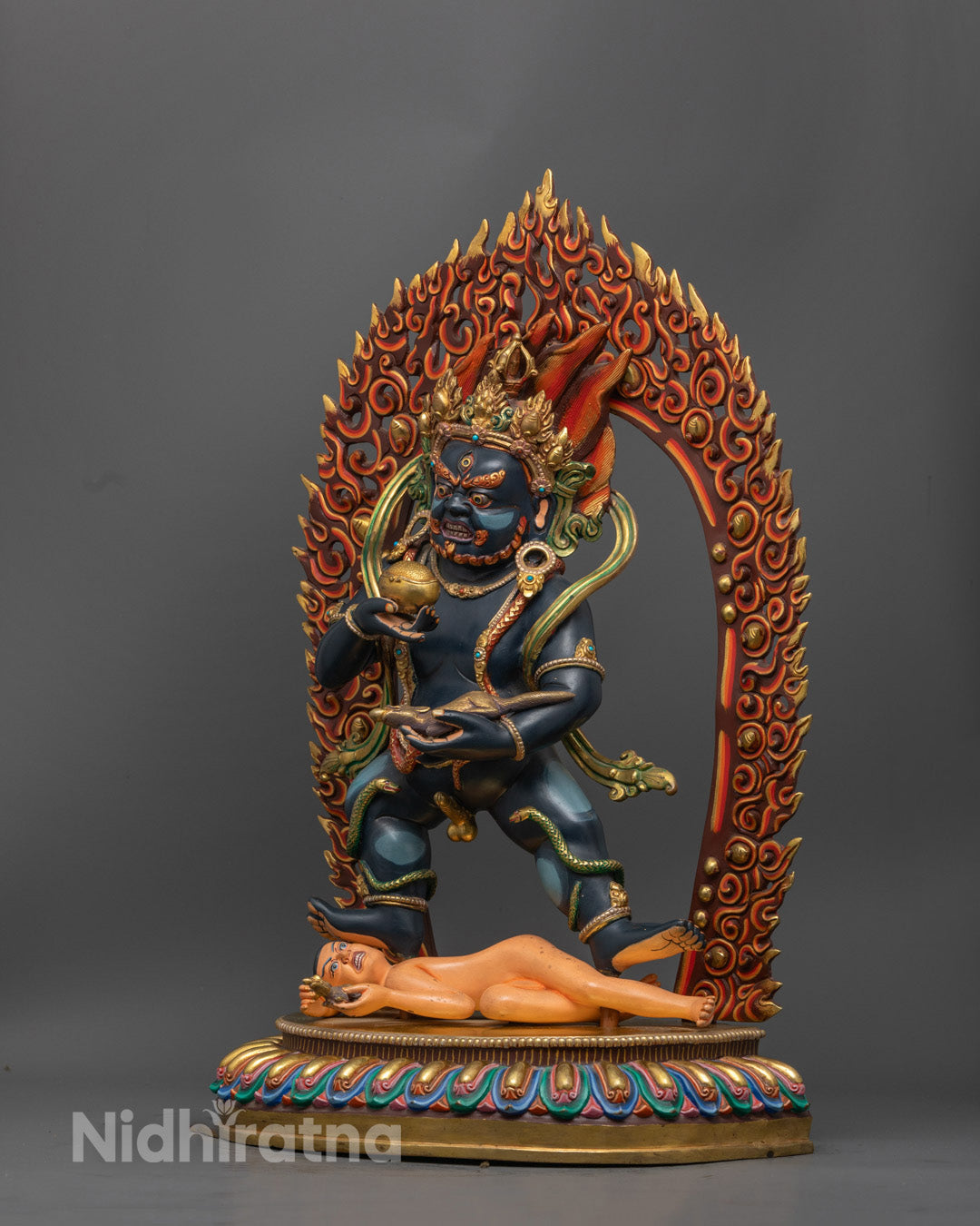 Buddhist Black Dzambhala Statue for Financial Protection