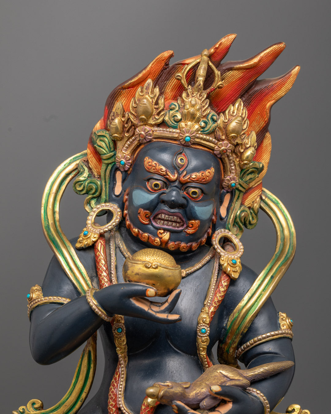 Buddhist Black Dzambhala Statue for Financial Protection
