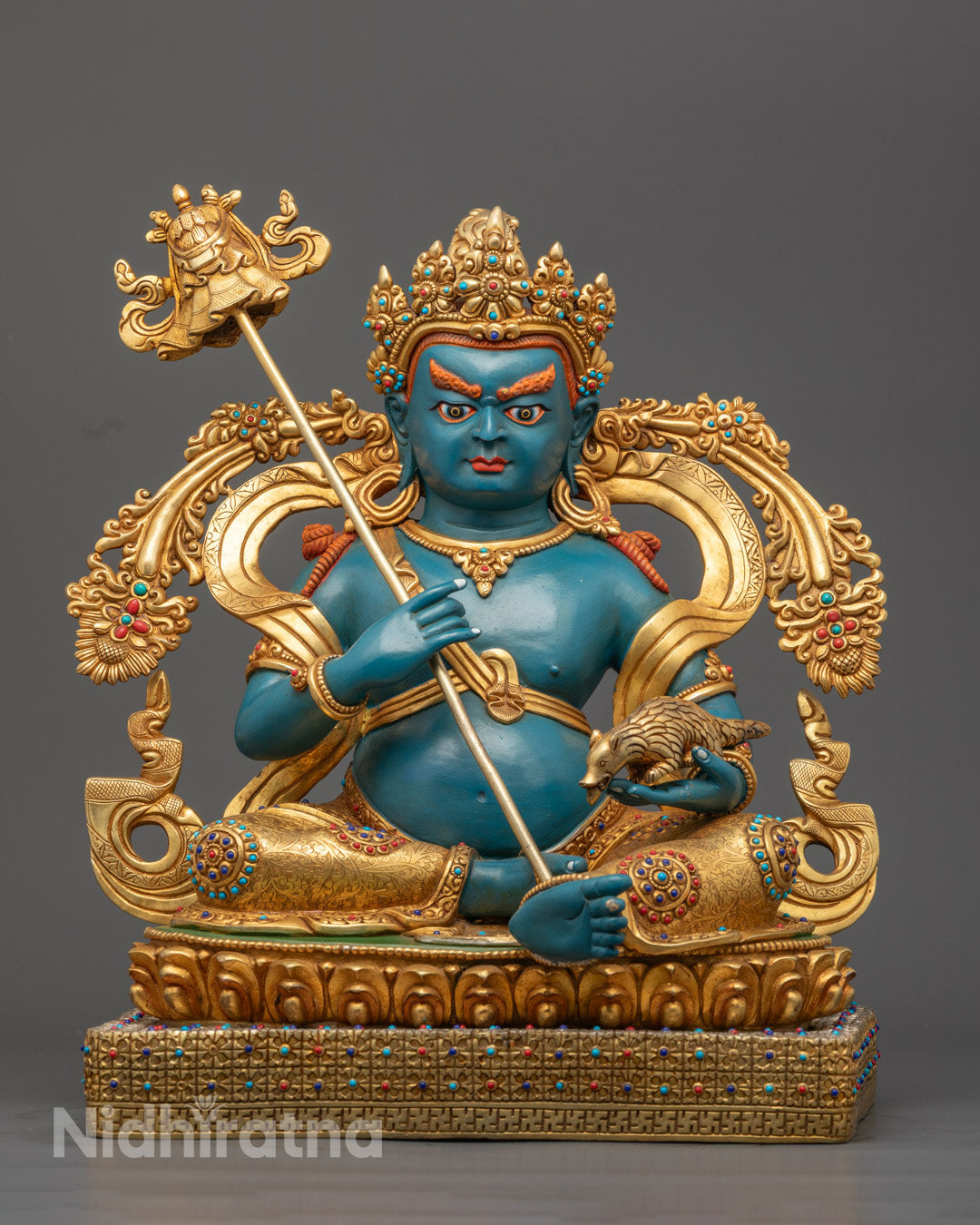 Blue Namtoshe Statue | Gold-Plated Copper