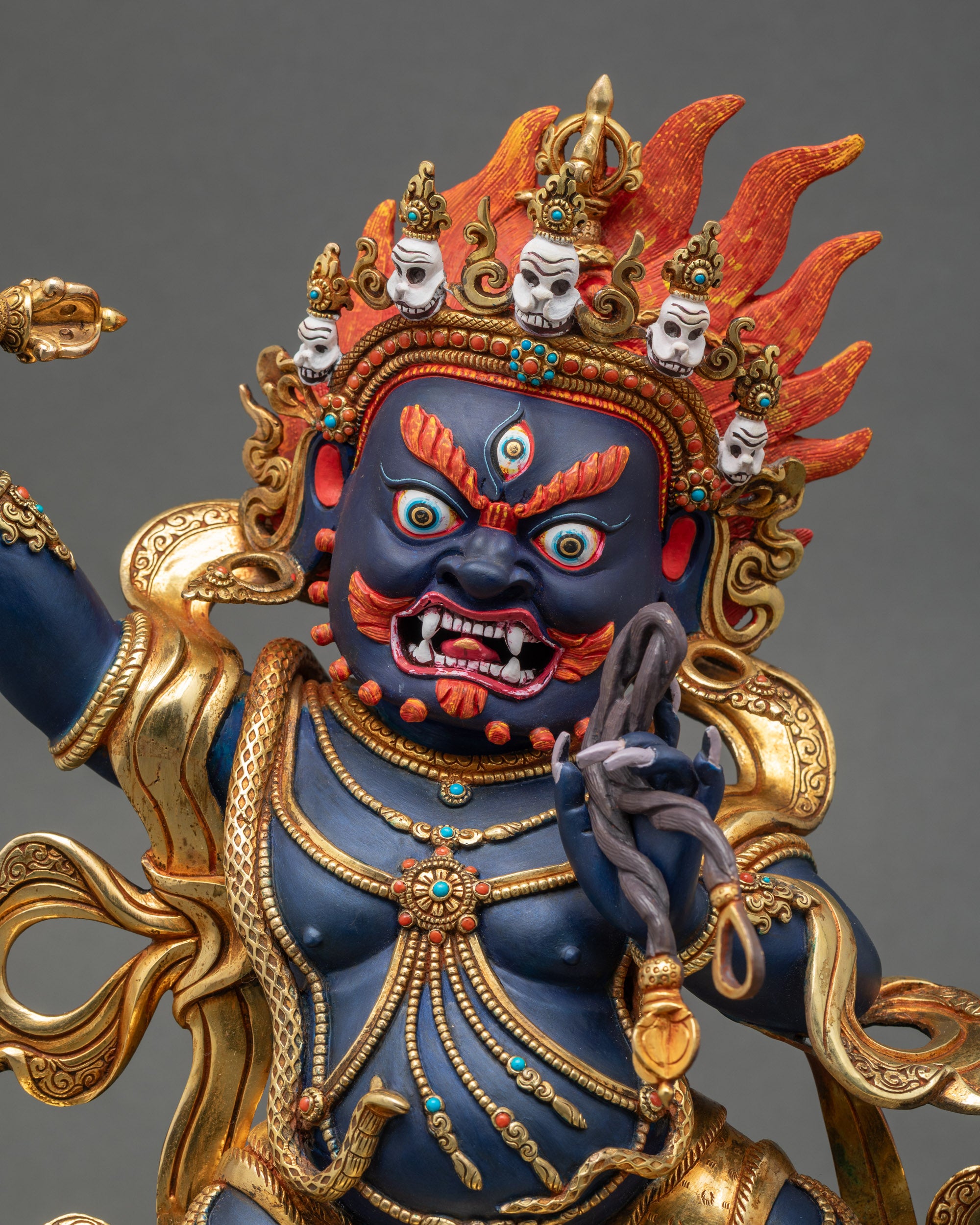 Bodhisattva Chana Dorje Statue close up showing copper gold-gilded details