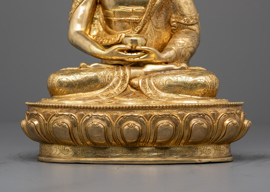 Artisan Hand-Carved Amitabha Buddha Statue | 24k Gold Fire Gilded