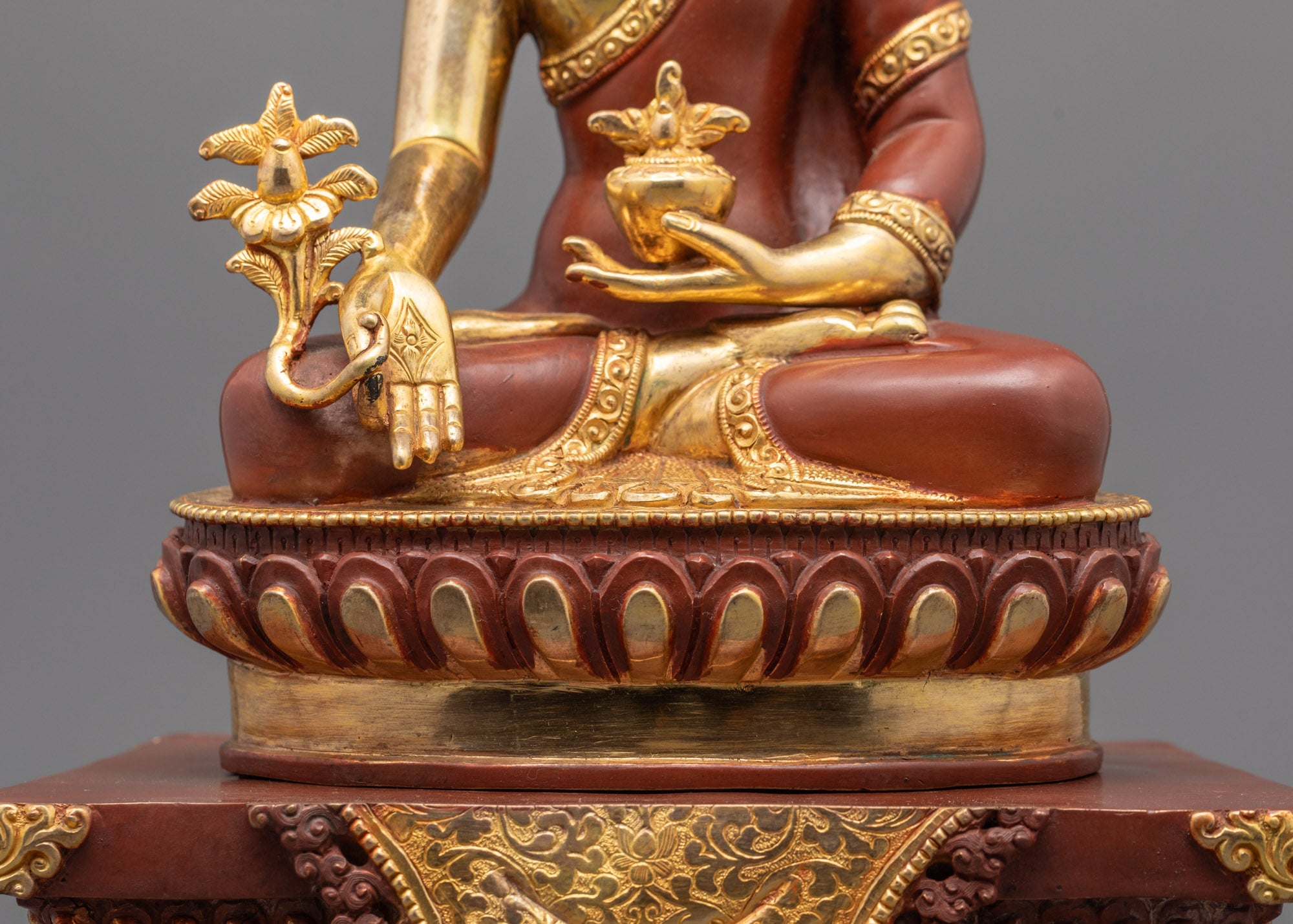 Elegant Medicine Buddha on Throne Statue | Ideal for Meditation Spaces