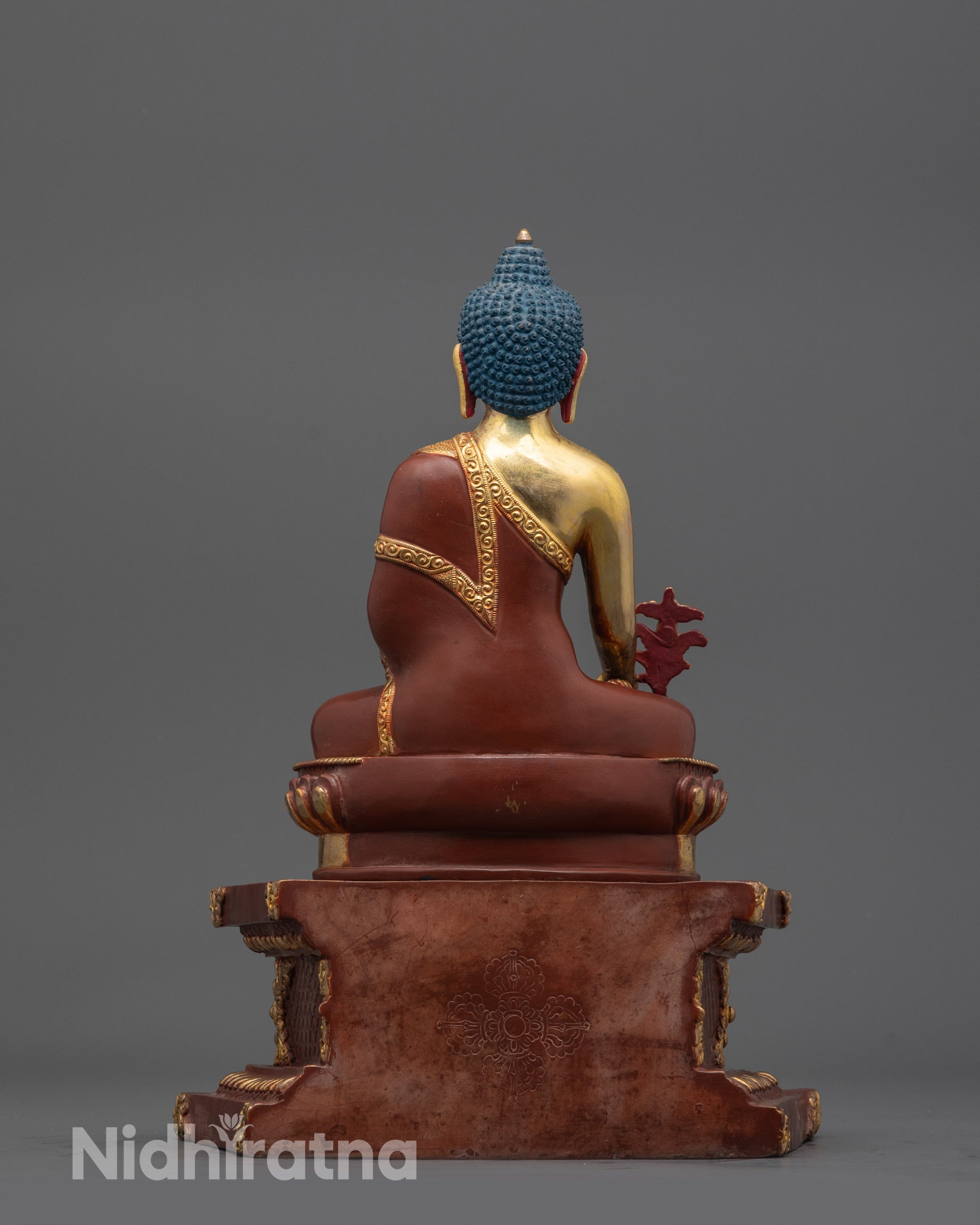 Elegant Medicine Buddha on Throne Statue | Ideal for Meditation Spaces