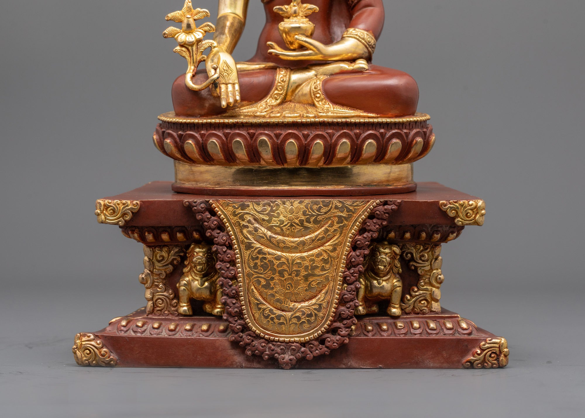 Elegant Medicine Buddha on Throne Statue | Ideal for Meditation Spaces