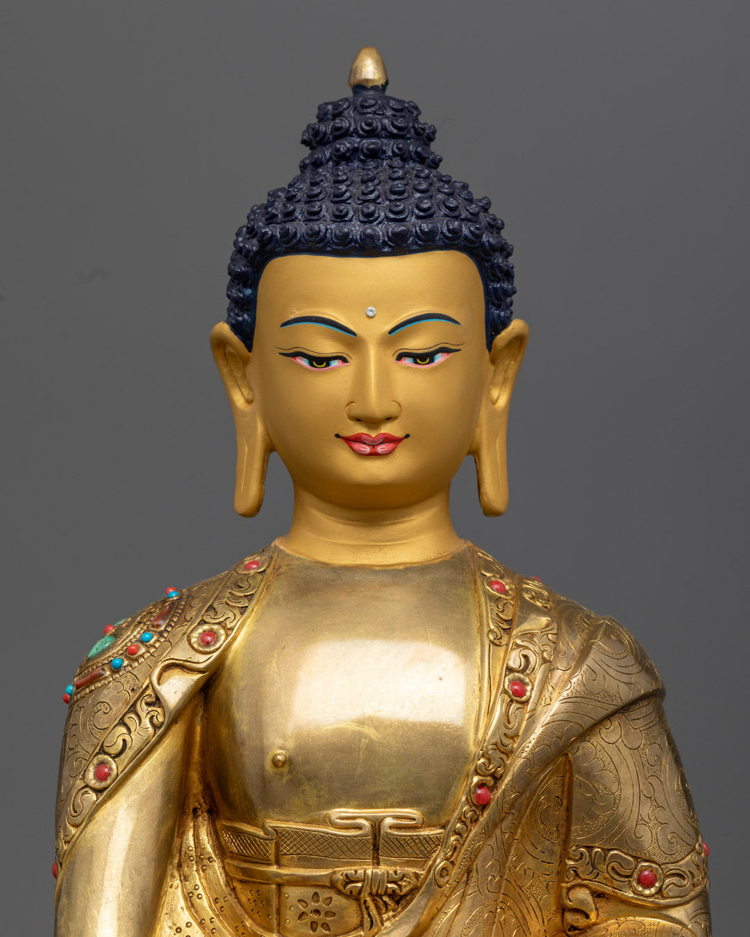Buddha Shakyamuni Statue | Hand-Carved Gold-Gilded Copper