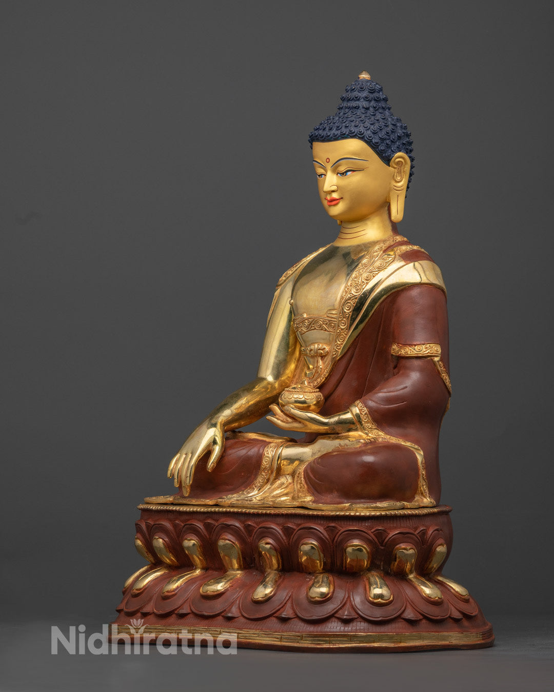 Buddha Shakyamuni Statue | Handmade Gold Coated Copper