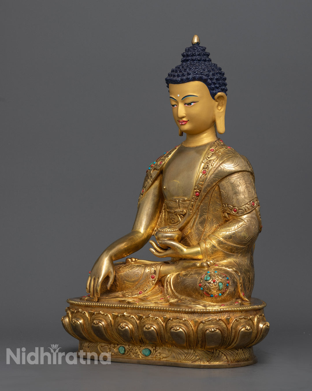 Buddha Shakyamuni Statue | Hand-Carved Gold-Gilded Copper
