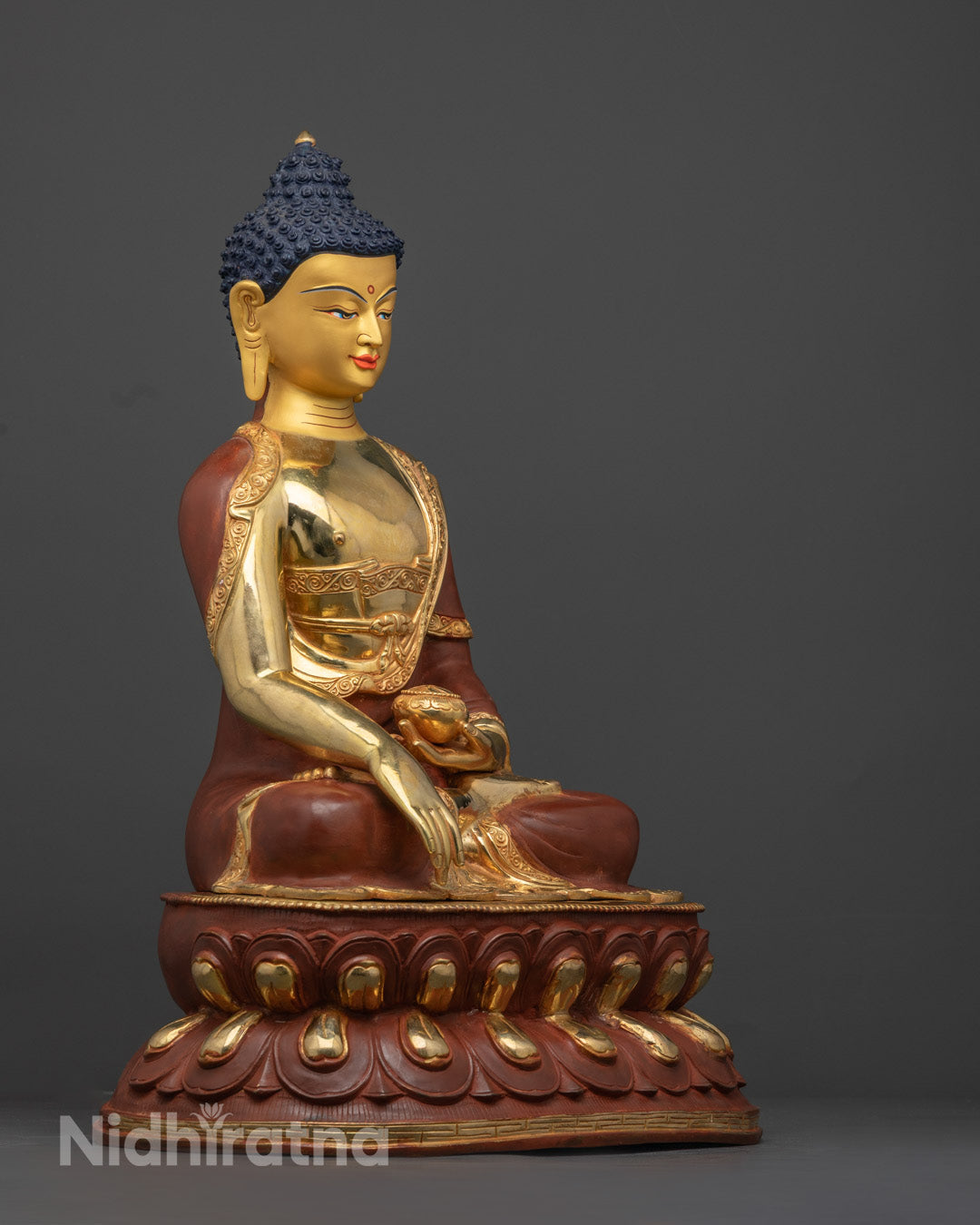 Buddha Shakyamuni Statue | Handmade Gold Coated Copper