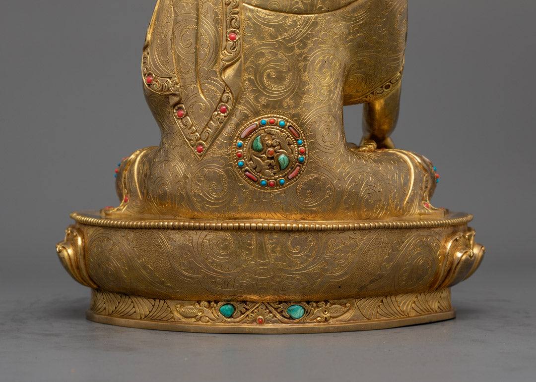 Buddha Shakyamuni Statue | Hand-Carved Gold-Gilded Copper