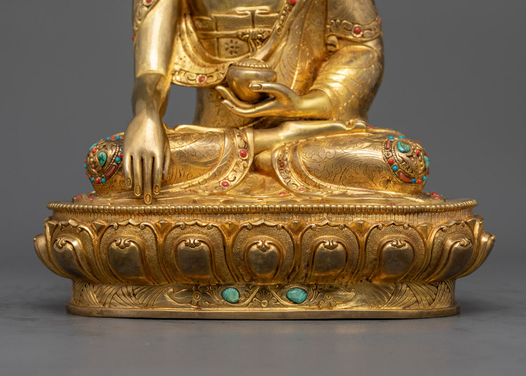 Buddha Shakyamuni Statue | Hand-Carved Gold-Gilded Copper