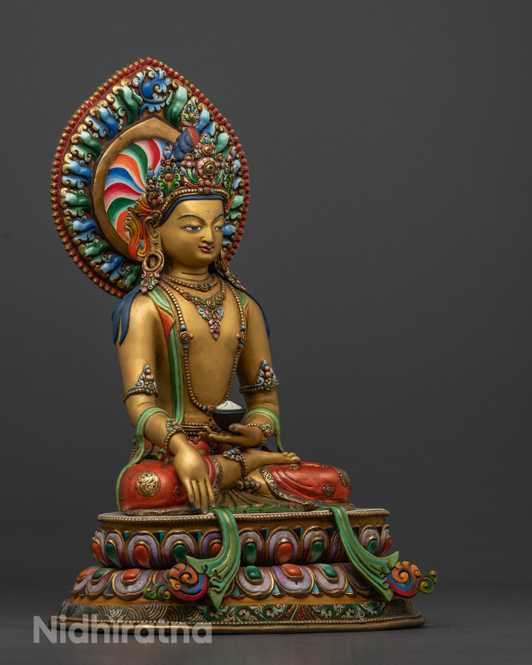 Yellow Shakyamuni Buddha Statue | Fully Gold-Plated Body