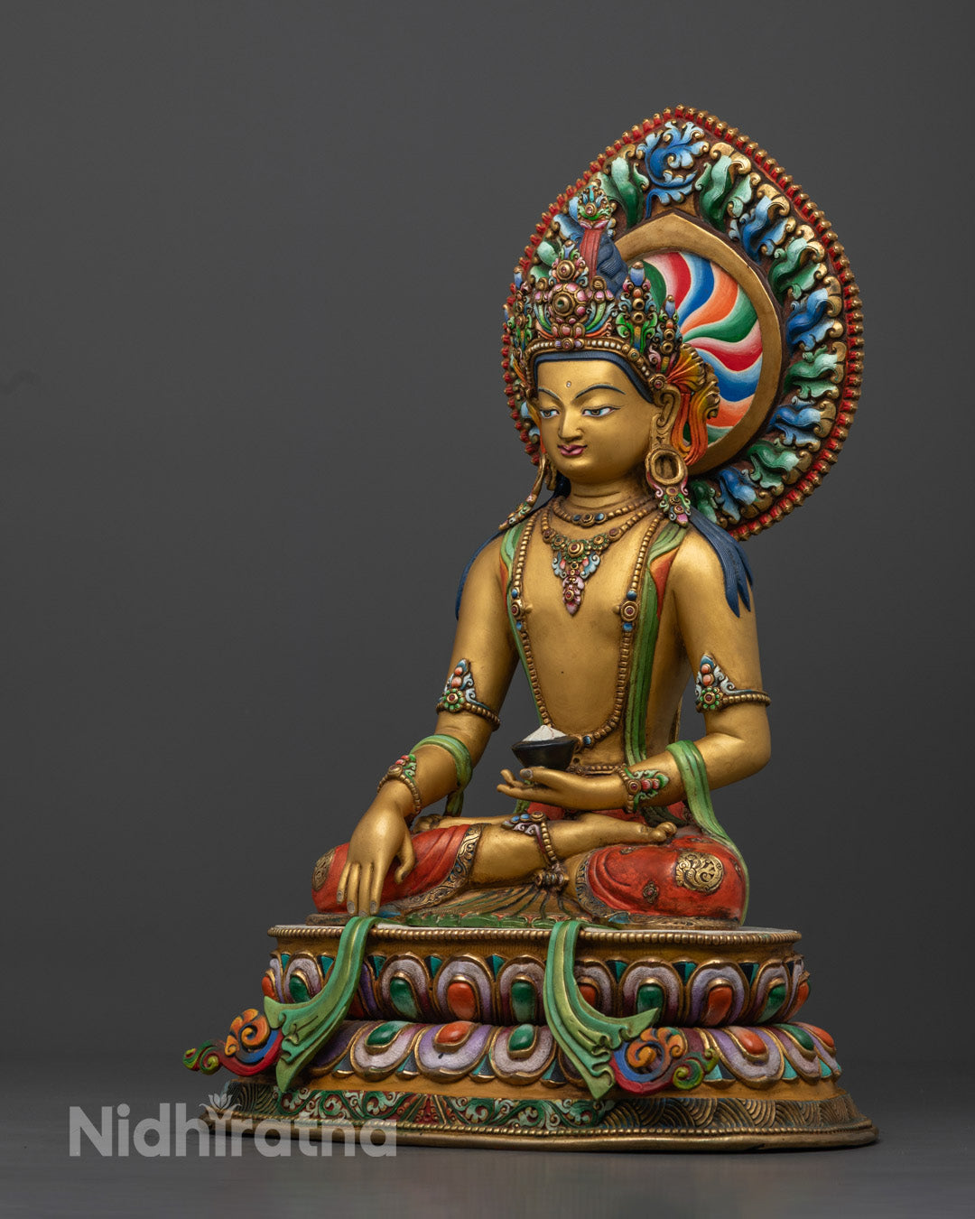 Yellow Shakyamuni Buddha Statue | Fully Gold-Plated Body
