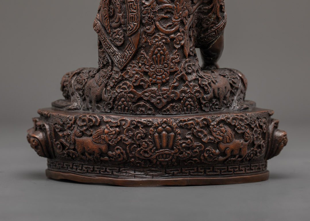 Shakyamuni Buddha Statue | Oxidized Copper Buddhist Art
