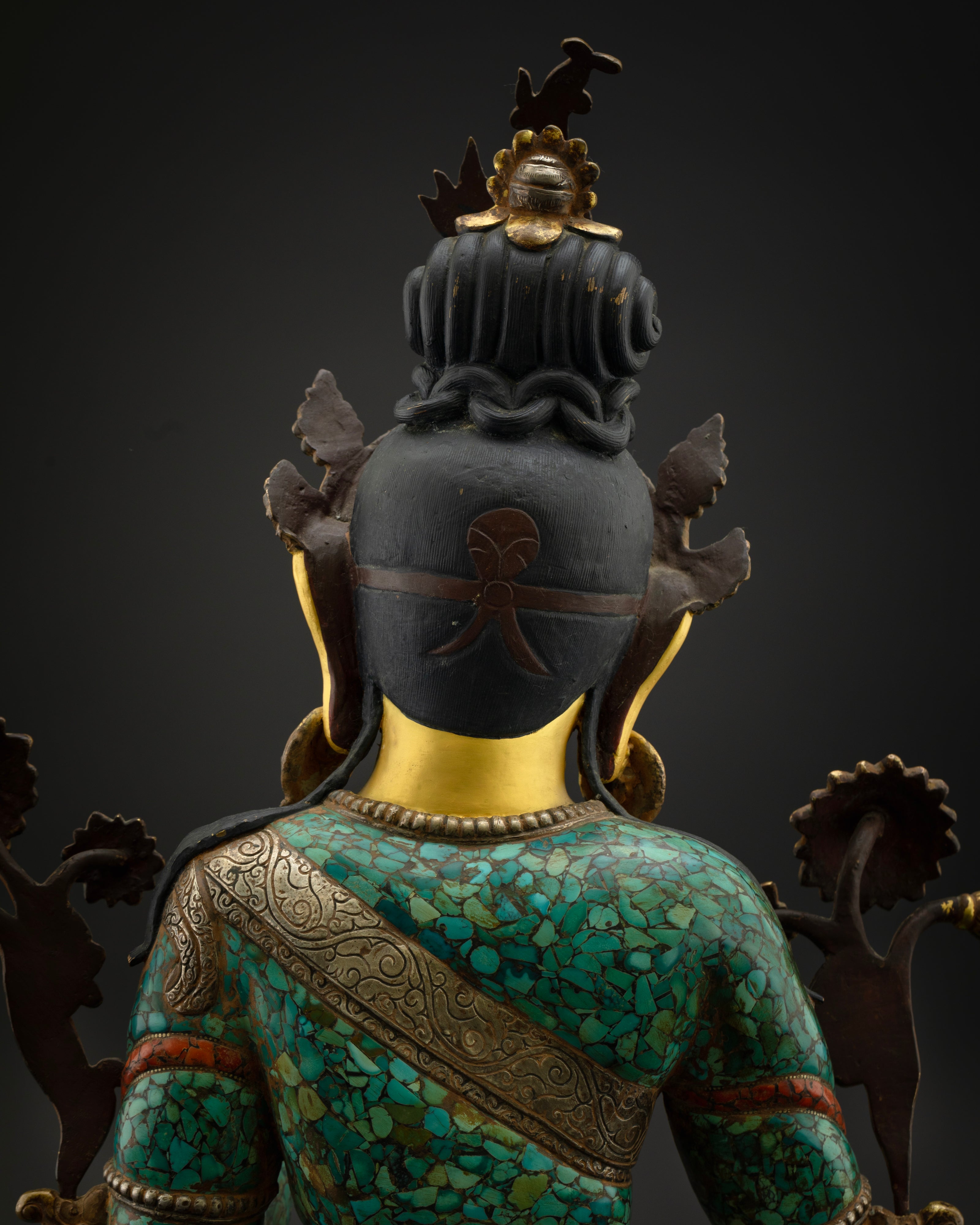 Turquoise Green Tara Statue | Tibetan Bodhisattva Buddha Decoration