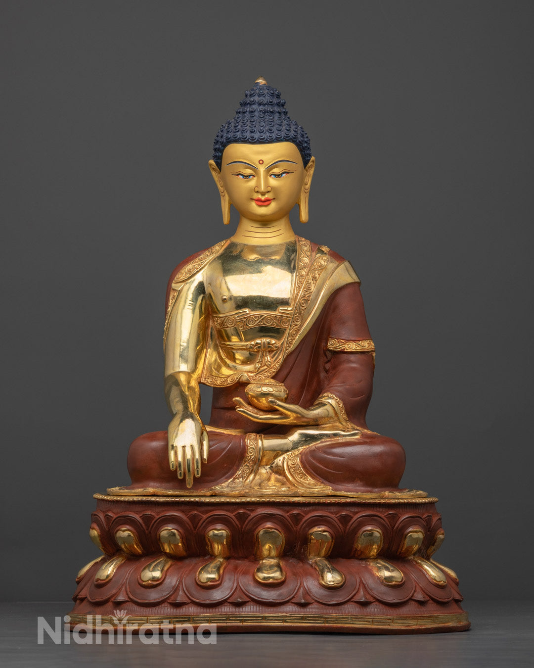 Buddha Shakyamuni Statue | Handmade Gold Coated Copper