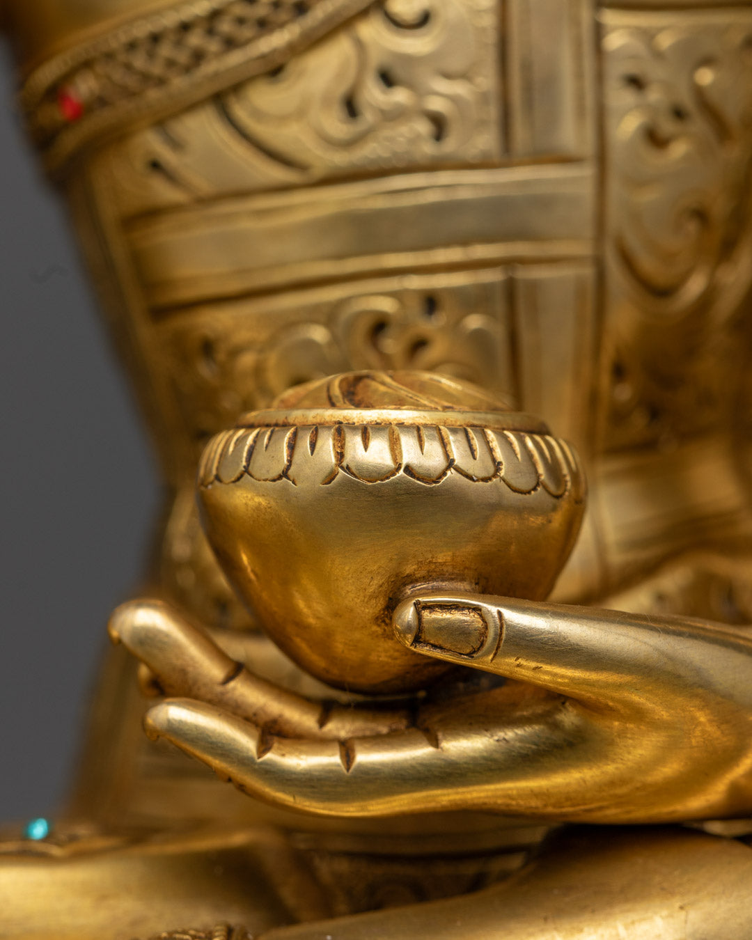 Shakyamuni Buddha Sculpture | Copper Sculpture with Gemstone Inlay