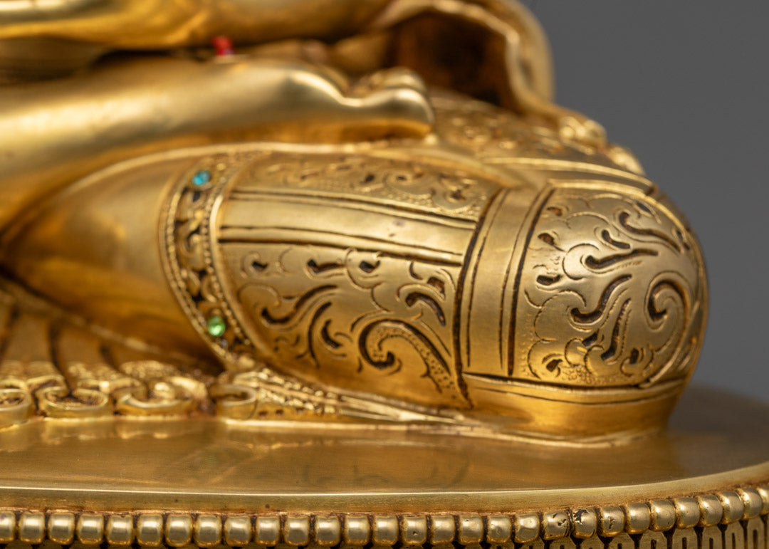 Shakyamuni Buddha Sculpture | Copper Sculpture with Gemstone Inlay