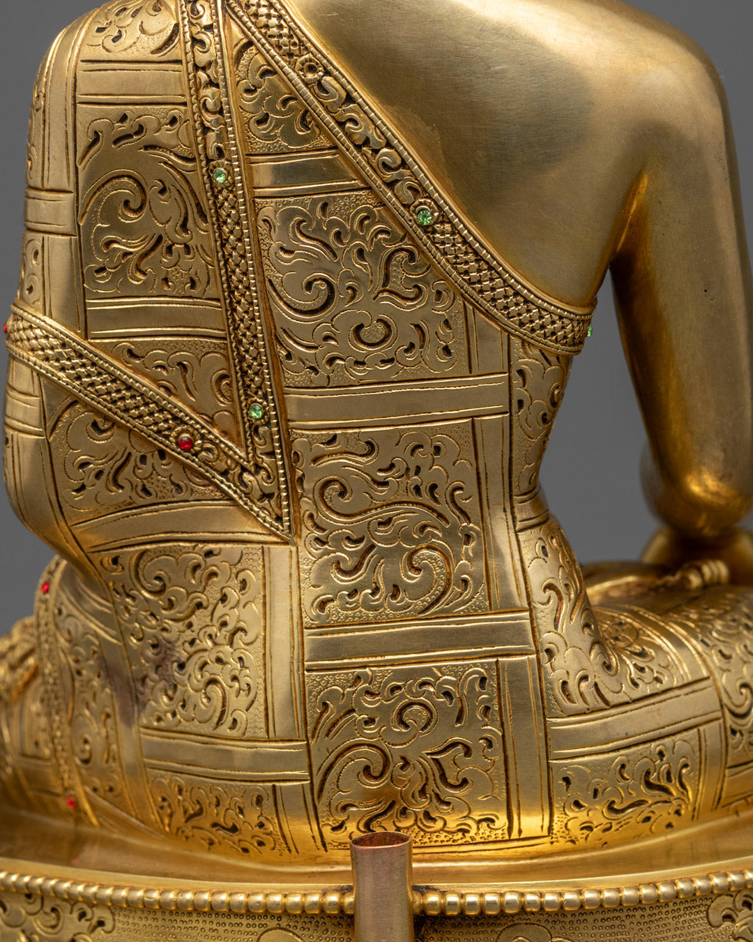 Shakyamuni Buddha Sculpture | Copper Sculpture with Gemstone Inlay