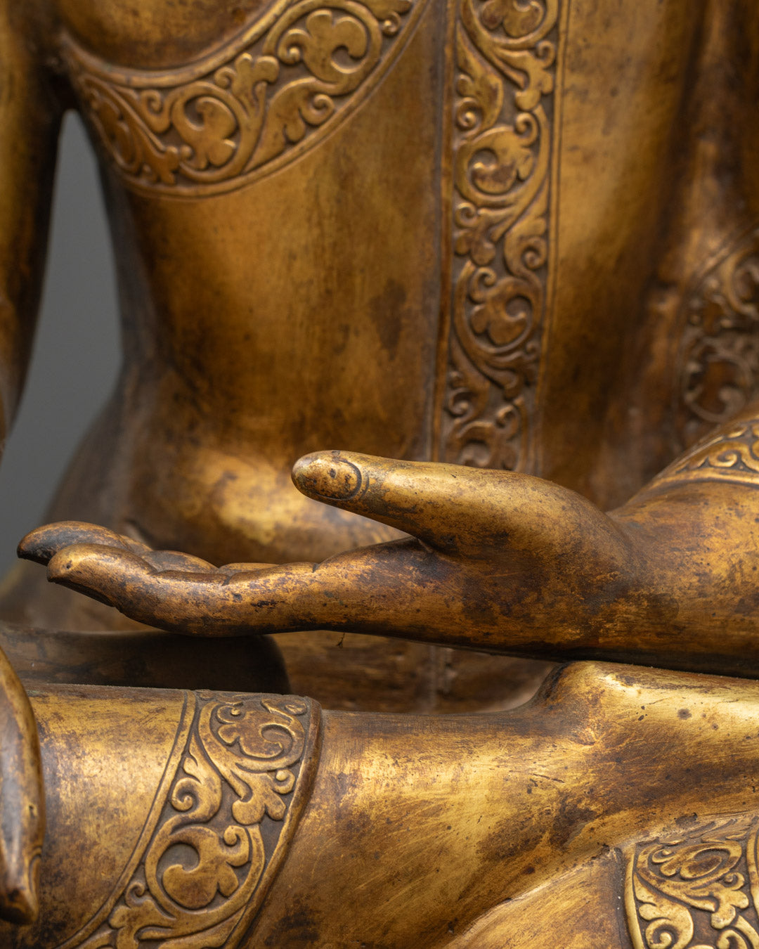 Handmade Shakyamuni Buddha Sculpture | 24K Gold-Gilded Copper