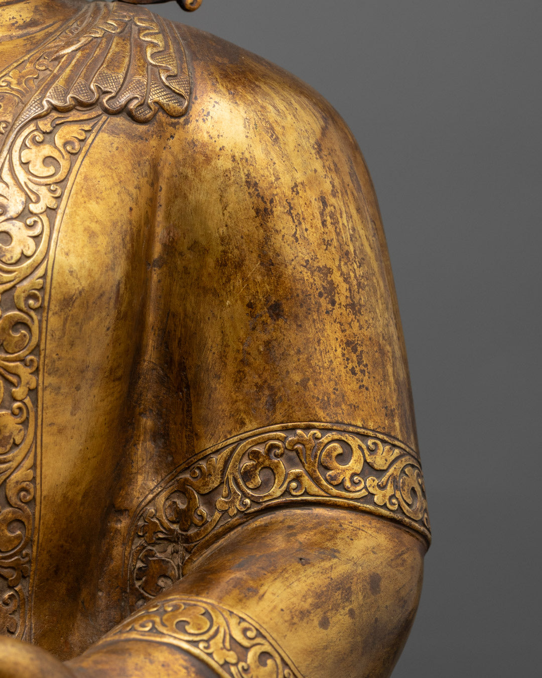 Handmade Shakyamuni Buddha Sculpture | 24K Gold-Gilded Copper