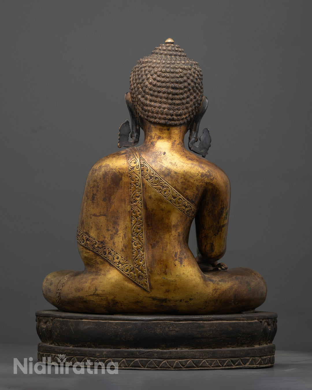 Handmade Shakyamuni Buddha Sculpture | 24K Gold-Gilded Copper