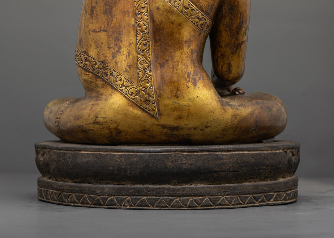 Handmade Shakyamuni Buddha Sculpture | 24K Gold-Gilded Copper