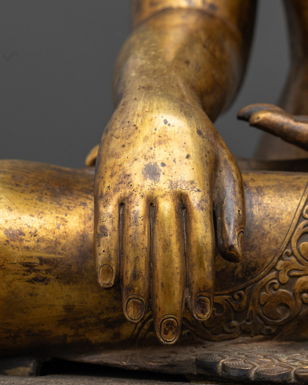 Handmade Shakyamuni Buddha Sculpture | 24K Gold-Gilded Copper