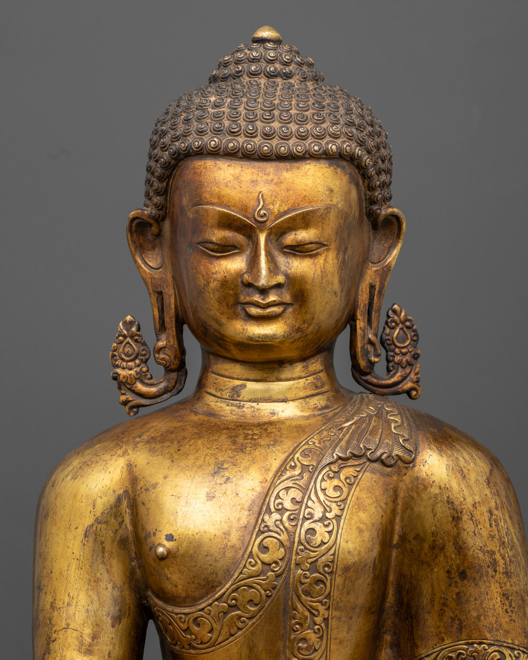 Handmade Shakyamuni Buddha Sculpture | 24K Gold-Gilded Copper