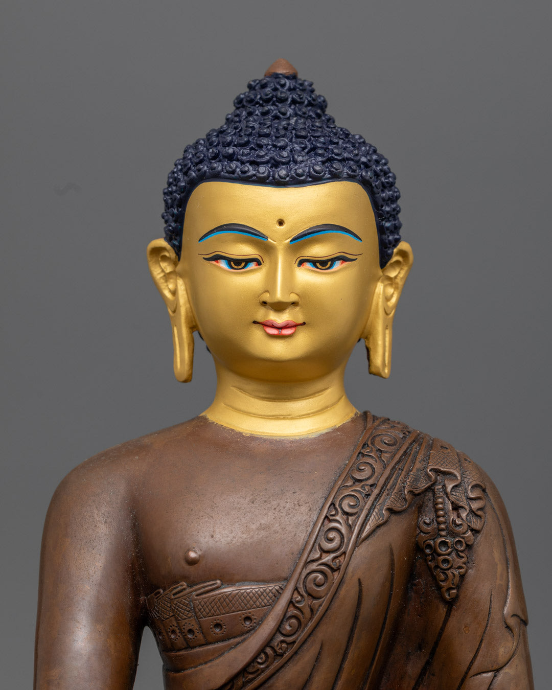 Authentic Shakyamuni Buddha Statue | 24k Gold Gilded Face