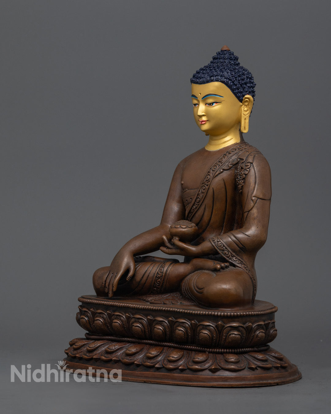 Authentic Shakyamuni Buddha Statue | 24k Gold Gilded Face