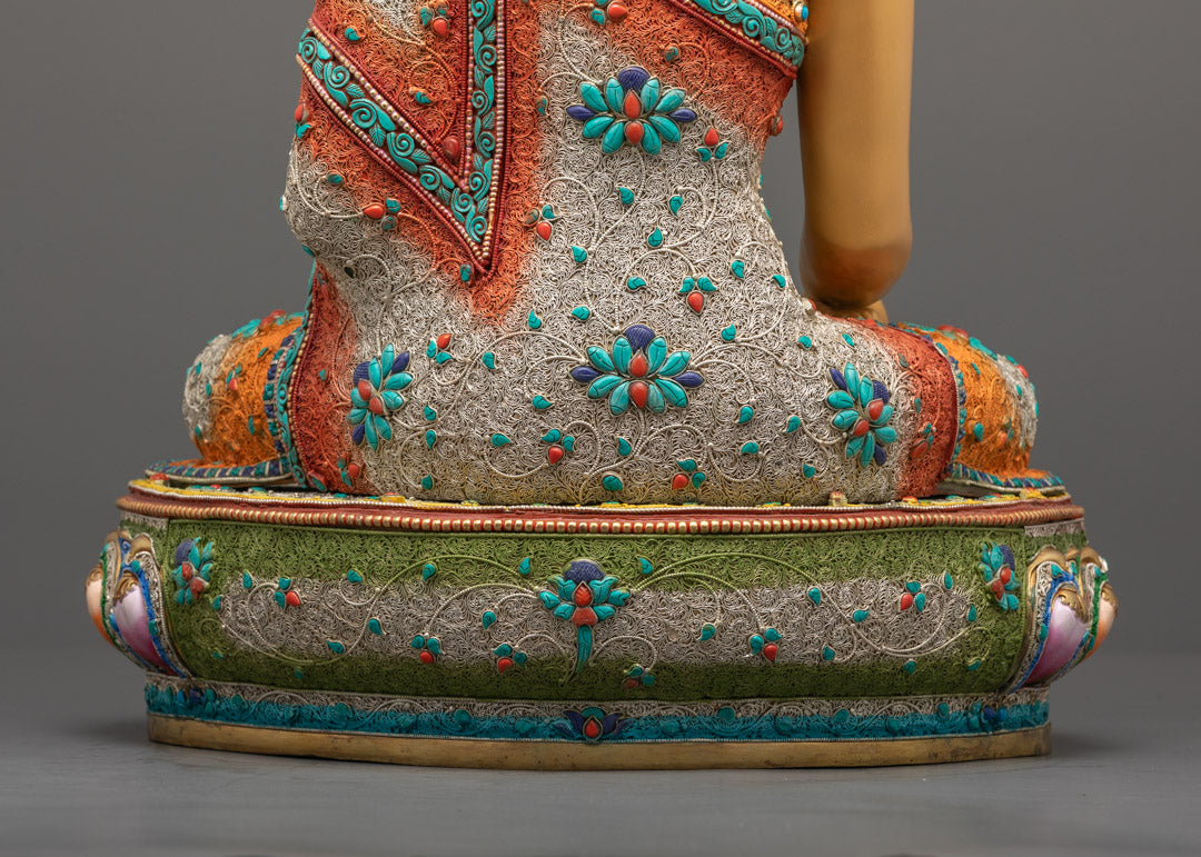 Crowned Shakyamuni Buddha Statue | Gold-Gilded Buddhist Figure