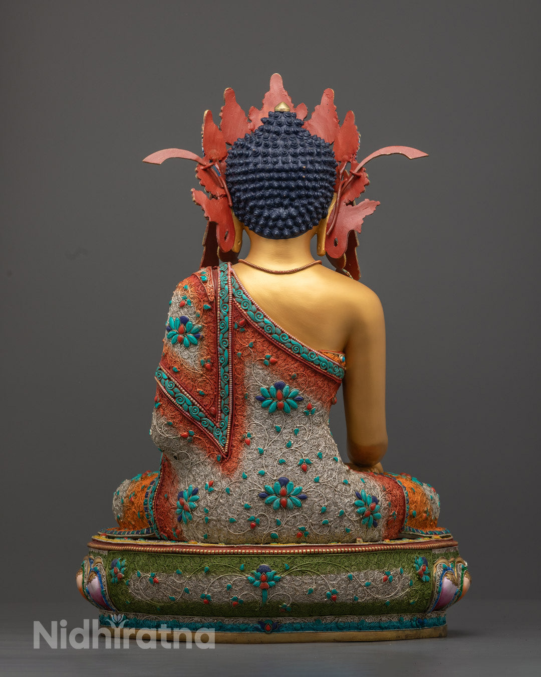 Crowned Shakyamuni Buddha Statue | Gold-Gilded Buddhist Figure