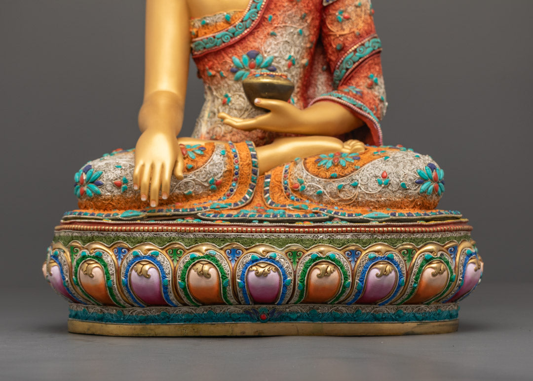 Crowned Shakyamuni Buddha Statue | Gold-Gilded Buddhist Figure