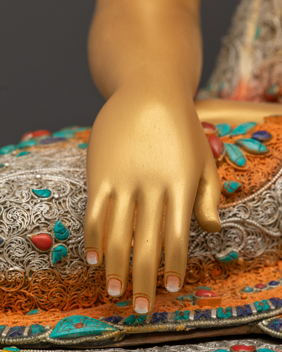 Crowned Shakyamuni Buddha Statue | Gold-Gilded Buddhist Figure