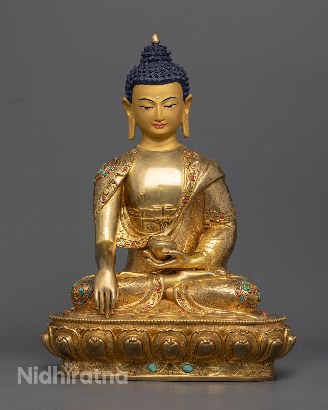Buddha Shakyamuni Statue | Hand-Carved Gold-Gilded Copper