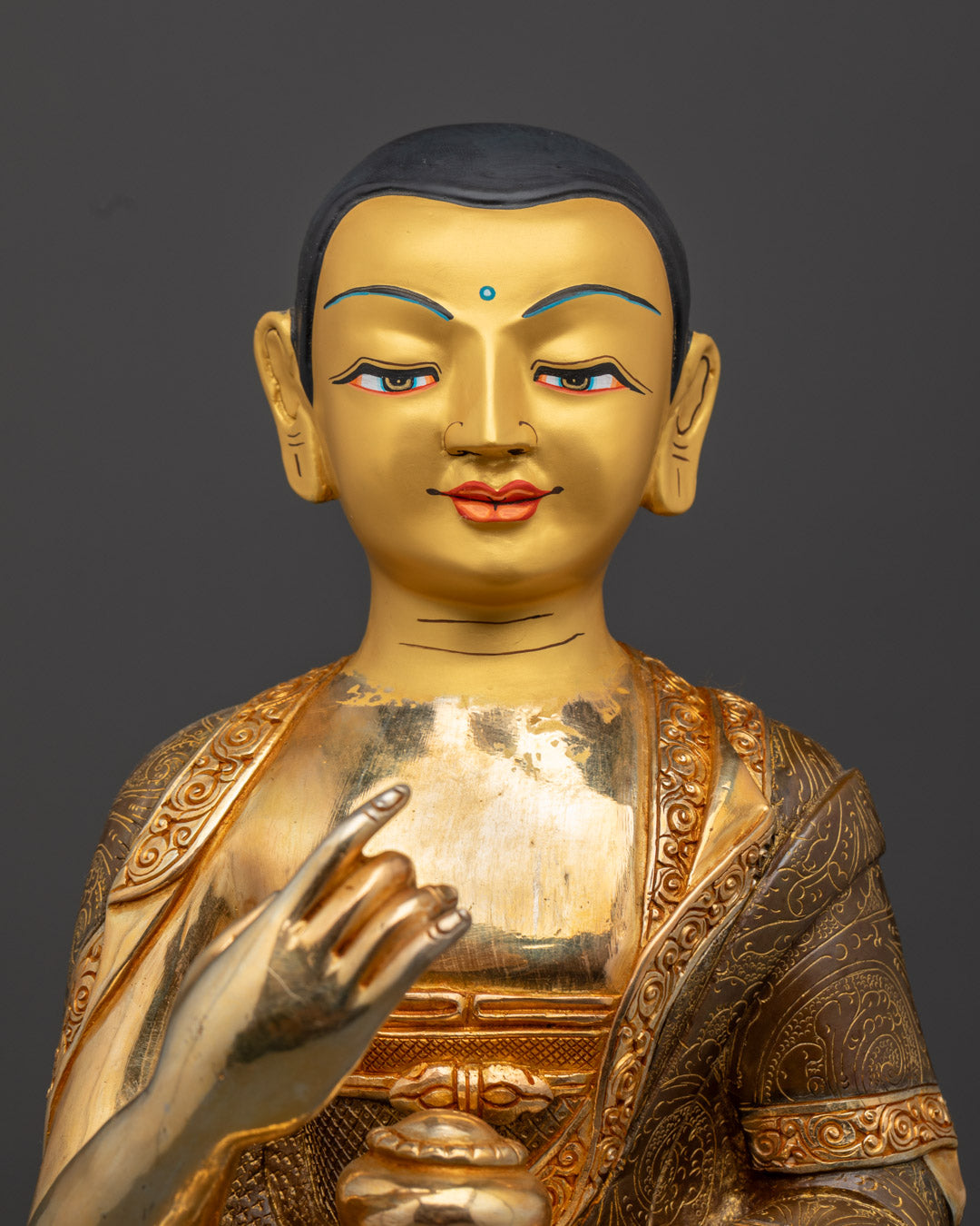 Elegant Shakyamuni Buddha with His Disciples Statue | Tibetan Artwork