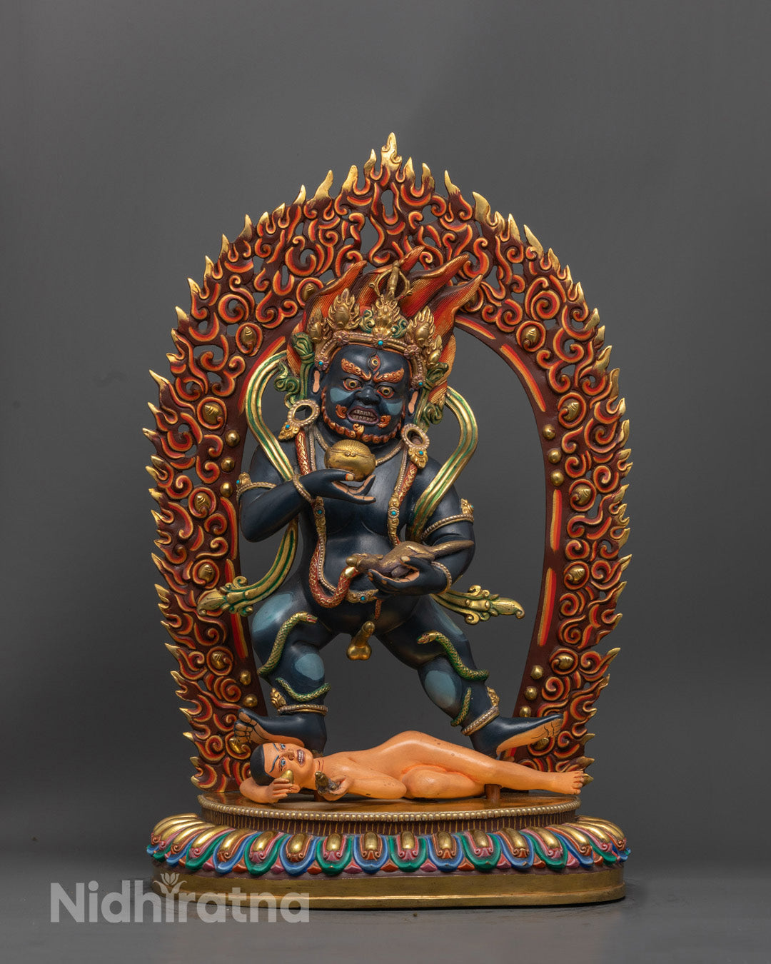 Buddhist Black Dzambhala Statue for Financial Protection