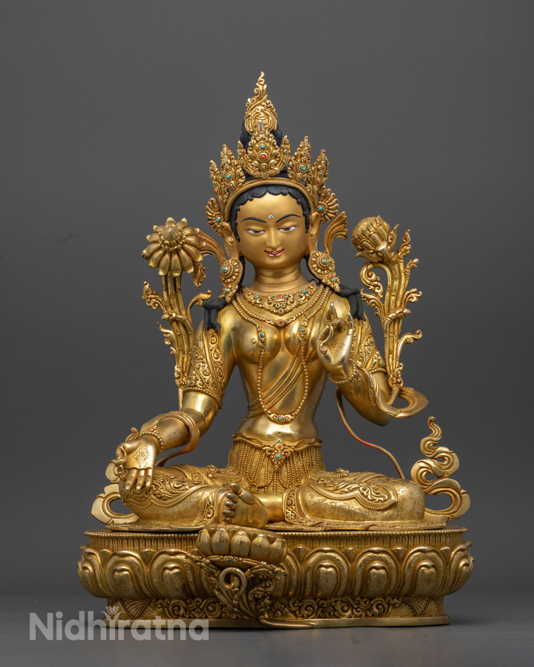 Buddhist Green Tara Statue | Hand-Carved Sculpture