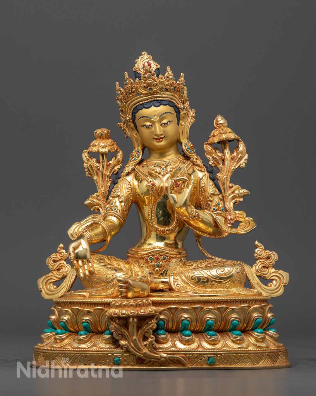 Buddhist Green Tara Statue | Nepalese Hand-Carved Art