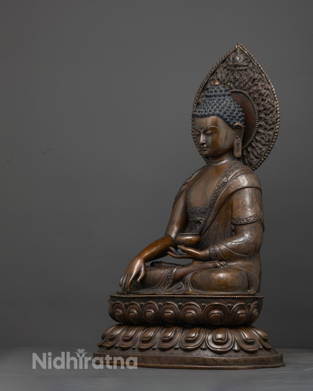 Traditional Shakyamuni Buddha Statue | Oxidized Copper Statue