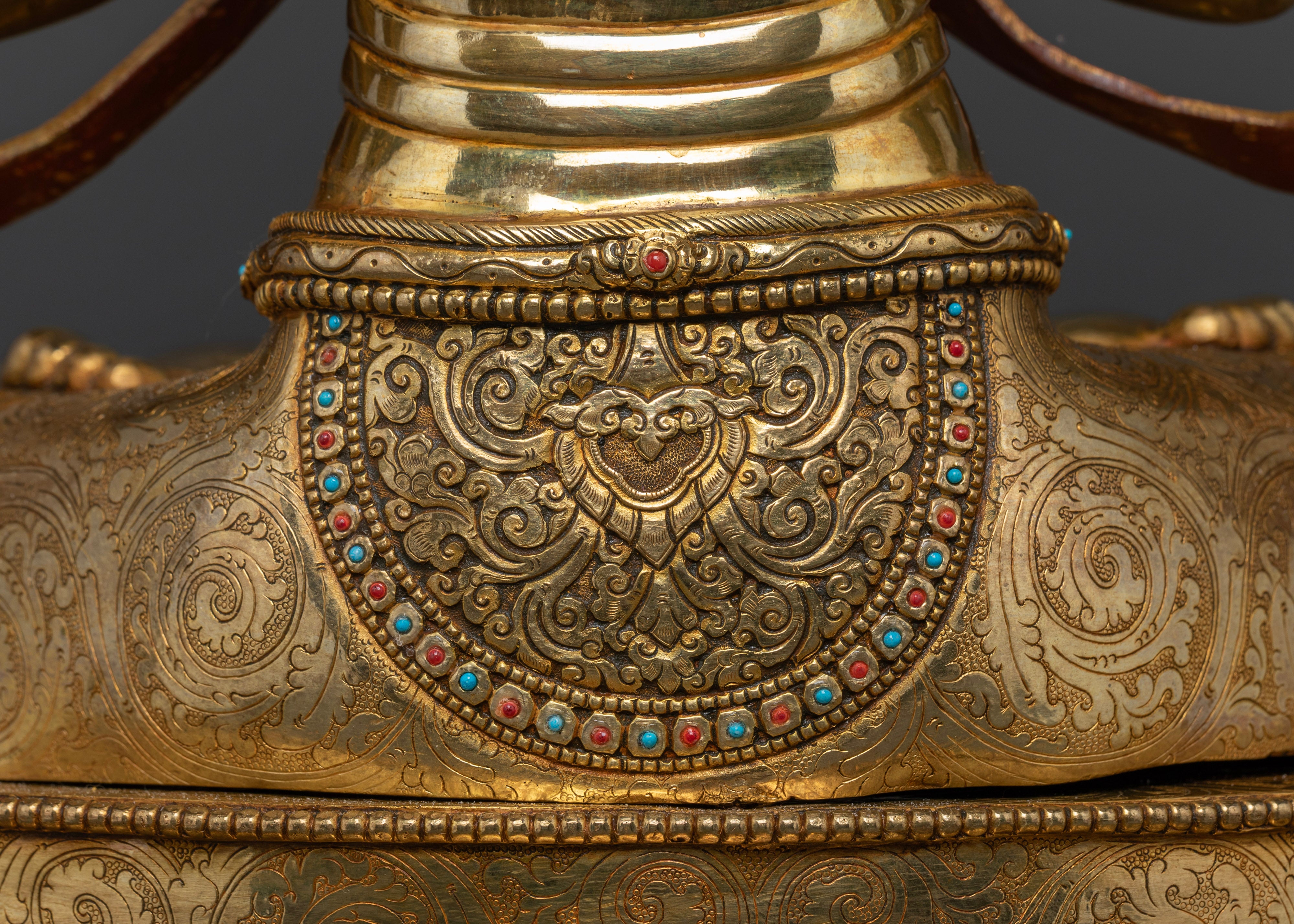 Authentic Tibetan Four-Armed Avalokiteshvara Statue for Devotees